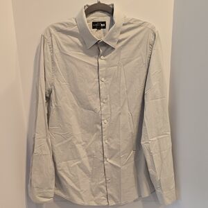 Express Men’s Light Gray Dress Shirt - Classic Button-Down